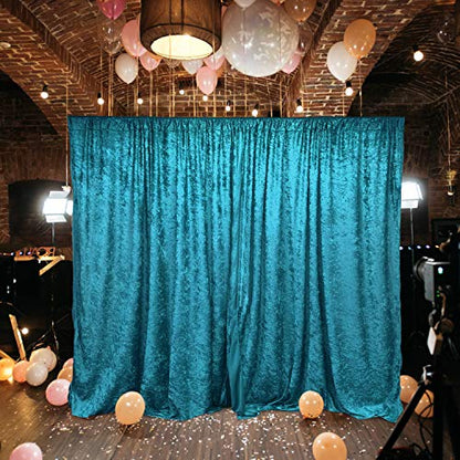 AK TRADING CO. 10 feet x 10 feet Lush Velvet Backdrop Drapes Curtains Panels with Rod Pockets - Wedding Ceremony Party Home Window Decorations - Teal - color: Teal