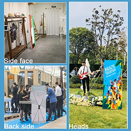 2 Pack X Frame Banner Stand Fits Any Banner Adjustable Size 23"X63" to 32"X78", Portable Travel Bag & Load-bearing Bag for Advertising, Stores, Tradeshow, Restaurant, Event, Birthday & Party (Outdoor)