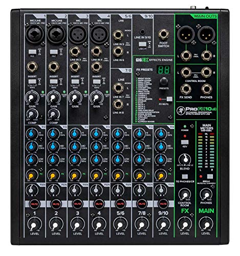 Rockville DX15 15" Powered DJ PA Speaker Pair with Mackie ProFX10v3 Mixer | 2000W Peak / 500W RMS Each, Class D, XLR Outputs, RMC-3PK 3 Microphones, 2 Tripod Stands, 5 XLR Cables, 9-items