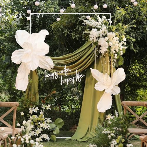 Wokceer Square Wedding Arch Backdrop Stand White Metal Arch 7.2FT x 6.6FT - color: White, size: 7.2FT x 6.6FT