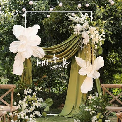 Wokceer Square Wedding Arch Backdrop Stand White Metal Arch 7.2FT x 6.6FT - color: White, size: 7.2FT x 6.6FT