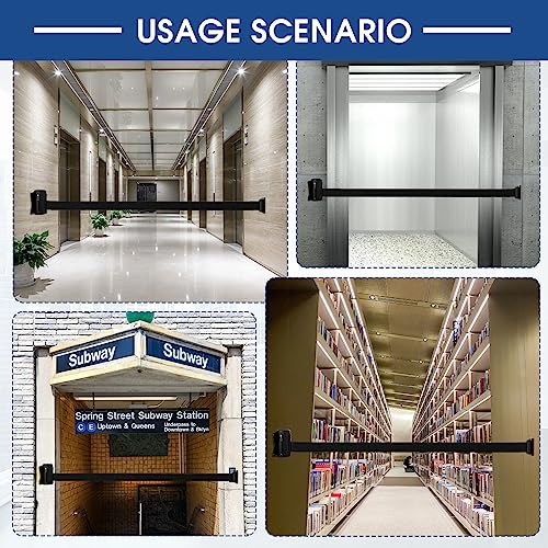 Thyle 2 Pieces Wall Mounted Retractable Belt Barrier Wall Mount Caution Belt with 10 Feet Black Belt Crowd Control Barriers Rope Safety Barriers for Indoor Outdoor Grocery Retail Store Stadium School
