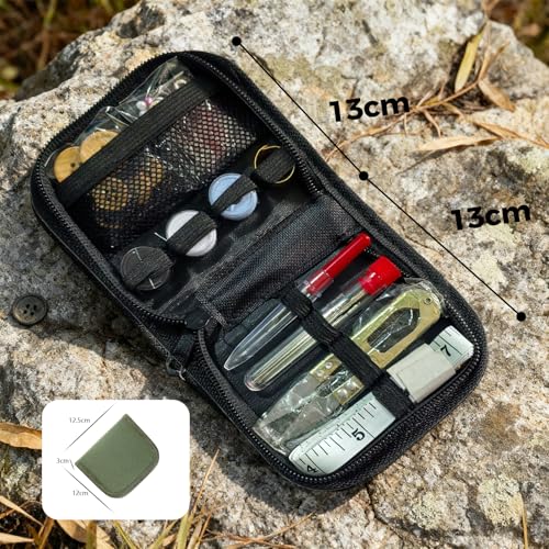 Army Sewing Kit for Adult Men Military Survival Emergency Sewing Kit Button | Army Green Army Sewing Kit, Military Survival Emergency Sewing Kit Travel with Buttons Nylon Portable Small Travel Field EDC - color: Army green
