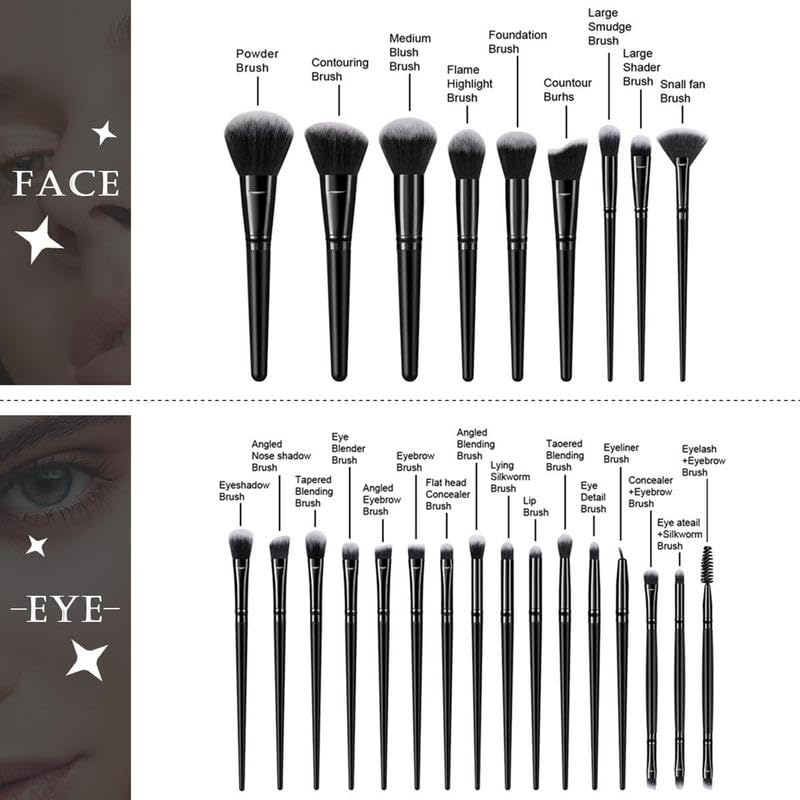 KUORYZAL Black Makeup Brushes Set Professional 70Pcs with Case Premium Synthetic for Foundation Concealer Blush Eyeshadow Powder Contour Makeup Brush Kit Face Eye Make up Brushes & Tools - color: Black 5243K