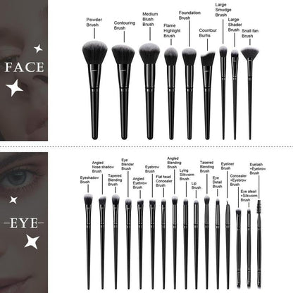 KUORYZAL Black Makeup Brushes Set Professional 70Pcs with Case Premium Synthetic for Foundation Concealer Blush Eyeshadow Powder Contour Makeup Brush Kit Face Eye Make up Brushes & Tools - color: Black 5243K