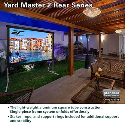 Elite Screens Yard Master 2, 135-inch Outdoor Portable Fast Folding Projector Screen w/ Stand 16:9, 8K 4K Ultra HD 3D Movie Theater Cinema REAR Projection (OMS135HR3) US Based Company 2-YEAR WARRANTY - size: 135-inch, style: 16:9 Aspect Ratio