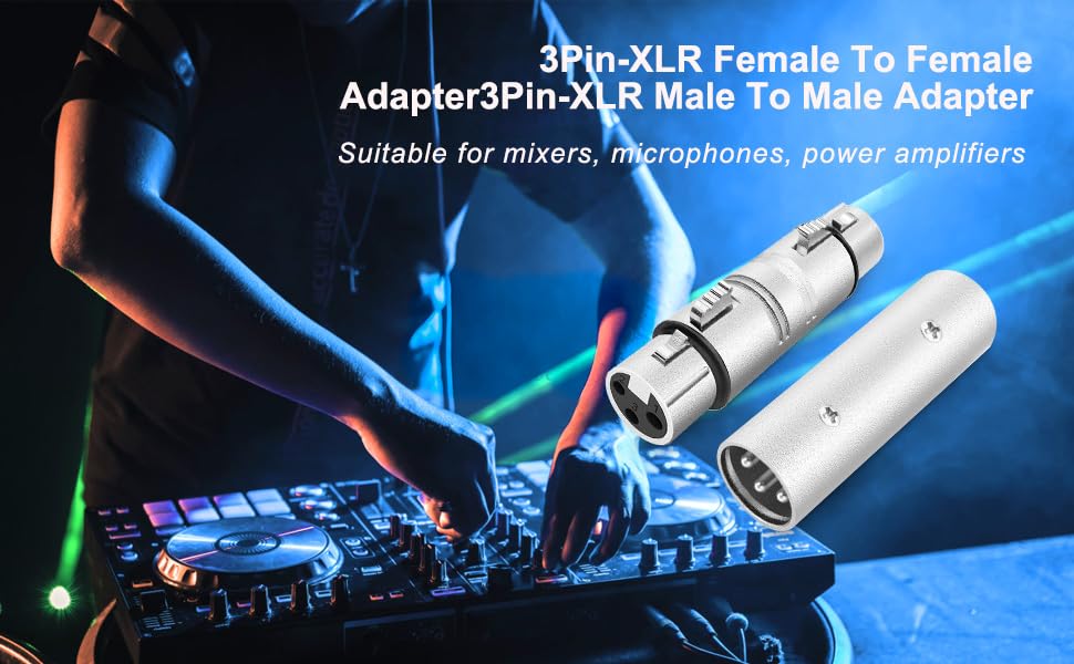 XLR Adapter 4 Pack (2-Pair), 2 Male to Male Connector & 2 Female to Female Coupler,3 PIN XLR Adapter Connector Compatible with Microphone,Mixer,Silver - size: 2PX2(Male to Male, Female to Female), style: XLR Adapter