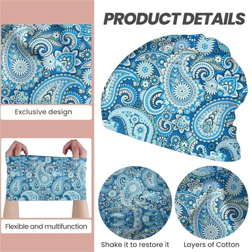 Art Owl Women's Slouchy Beanie Hat Cute Turban Hats Cancer Headwear Caps Baggy Skull Sleep Scarf - color: Blue Boho Printed
