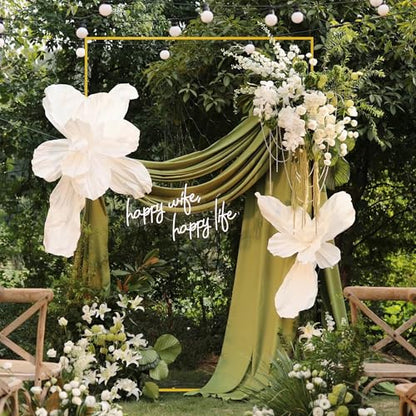 Wokceer Square Wedding Arch Backdrop Stand Gold Metal Arch 7.2FT x 6.6FT - color: Gold, size: 7.2FT x 6.6FT