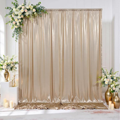 gogoparti 20x10FT Champagne Gold Sequin Backdrop Curtain - 4 Panels of 5x10FT Wrinkle-Free Glitter Drapes for Photography, Birthdays, Weddings & Graduations - color: Champagne, size: 5FT x 10FT(4 panels)