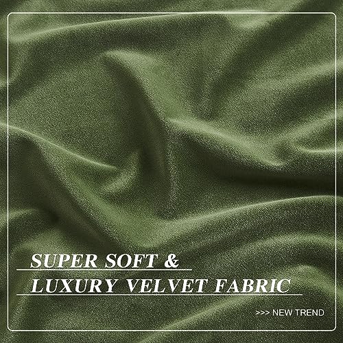 MUMFAS Velvet Curtains Olive Green 84 Inches Long 2 Panels Burg, Thermal Insulated Light Blocking Room Darkening Curtains/Drapes for Bedroom Living Room Back Tab Rod Pocket W52 x L84 - color: Olive Green, size: 52"W x 84"L (Pack of 2)