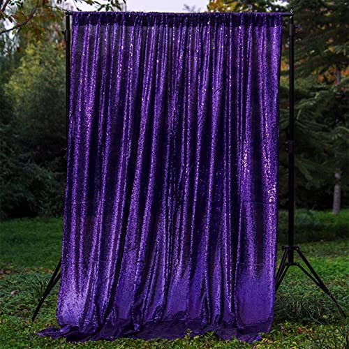 JYFLZQ Purple Sequin Backdrop Curtains for Party 2ft x 4ft 1Panel - color: Purple, size: 2 ft x 8 ft - 4 Panels