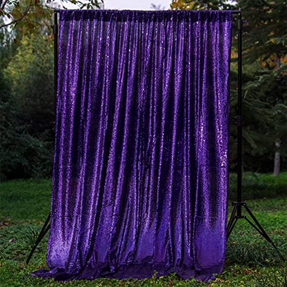 JYFLZQ Purple Sequin Backdrop Curtains for Party 2ft x 4ft 1Panel - color: Purple, size: 2 ft x 8 ft - 4 Panels