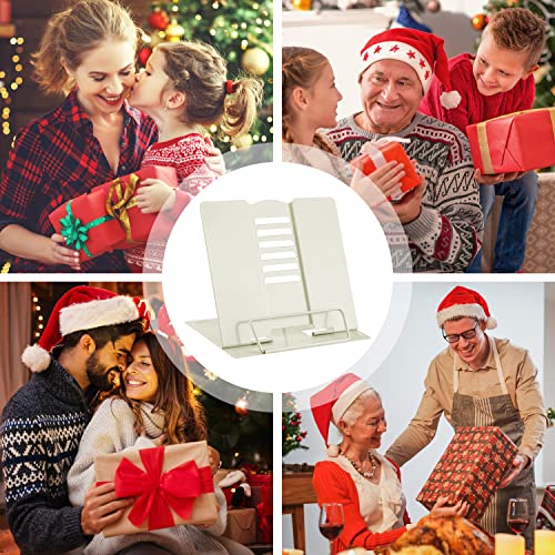 MSDADA Book Stand Metal Reading Rest Book Holder Adjustable Cookbook Holder | Documents Holder Portable Bookstands for Recipes Textbooks Tablet Music Books with Page Clips Gifts for Girls (Milky White) - color: Milky White