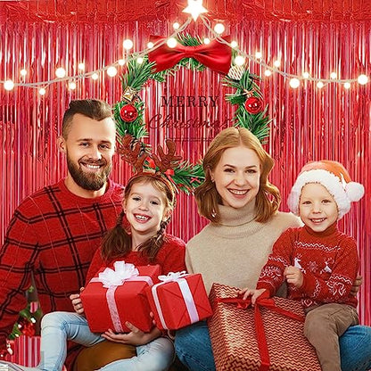 2 Pack 3.28 ft x 6.56 ft Red Tinsel Curtain Party Backdrop - Metallic Foil Tinsel Fringe Backdrop Door Fringe for Halloween, Christmas, Birthday Graduat - color: Red - 3.28 ft x 6.56 ft