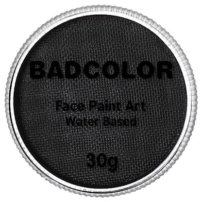 Black Face Body Paint (30gm), Water Activated Face Painting Kit for Kids & Adults, Non-Toxic SFX Makeup Facepaint Palette for Halloween Skeleton Skull Clown Special Effects Costume Cosplay & Parties - color: Black
