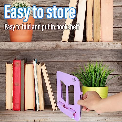 Portable Book Stand Book Holder Book Rest for Kids Reading Hands Free Cookbook Holder Textbook Stands Music Stand Lightweight Waterproof Book Stand Gifts School Supplies (Purple 11.82" *8.26") - color: Purple