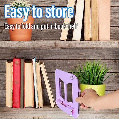 Portable Book Stand Book Holder Book Rest for Kids Reading Hands Free Cookbook Holder Textbook Stands Music Stand Lightweight Waterproof Book Stand Gifts School Supplies (Purple 11.82" *8.26") - color: Purple