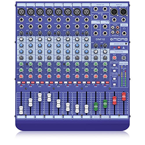 Midas DM12 12 Input Analogue Live and Studio Mixer with Midas Microphone Preamplifiers