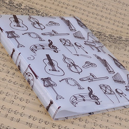 Music Sheet File Paper Storage Folder Documents Holder Blank Sheet Files Plastic A4 Size 40 Pockets (Music Instrument White) - color: Music Instrument White