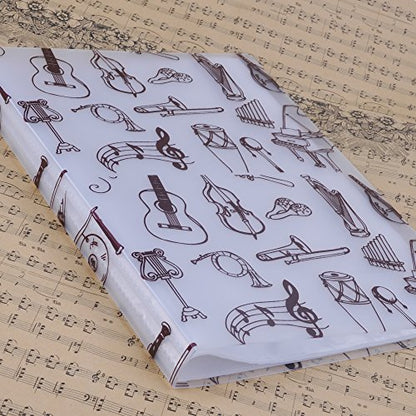 Music Sheet File Paper Storage Folder Documents Holder Blank Sheet Files Plastic A4 Size 40 Pockets (Music Instrument White) - color: Music Instrument White