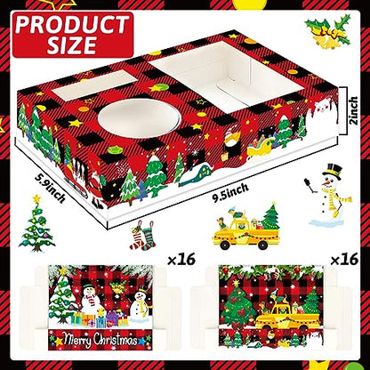 32pcs Christmas Party Supplies Movie Night Snack Trays Hold Popcorn Candy Food Drink, Merry Christmas Movie Theater Popcorn Holder Decorations for Kid's Birthday Party Concession Stand Family - style: Christmas Movie Night