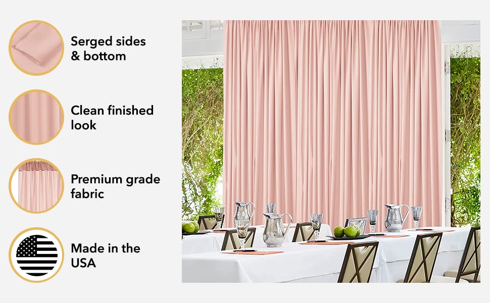 AK Trading DRAPE-5x10 Polyester Backdrop Drapes Curtains Panels with Rod Pockets, Pink, 10' x 10' - color: Pink, size: 60"W x 120"L (Pack of 2)