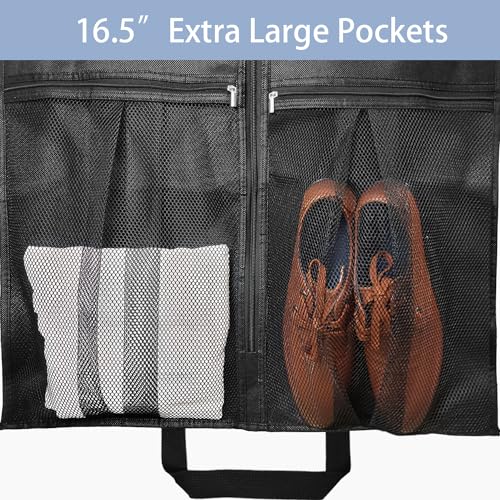 43" Heavy Duty Garment Bags Suit Bags Travel, Suit Holder for Hanging Clothes Storage, 6" Gussetes with Pockets and 2 Carry Handles, Clothes Cover for Coat, Dress, Jacket, Shirts, 3 Pack - size: 43 inches x 6 inches - 3 Pack