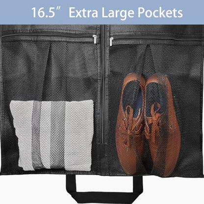 43" Heavy Duty Garment Bags Suit Bags Travel, Suit Holder for Hanging Clothes Storage, 6" Gussetes with Pockets and 2 Carry Handles, Clothes Cover for Coat, Dress, Jacket, Shirts, 3 Pack - size: 43 inches x 6 inches - 3 Pack