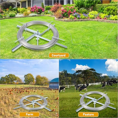 Steel Spinning Jenny Fence Wire Dereeler, Adjustable Fence Wire Dereeler | Made of Galvanized Steel, 360 Degree Rotating Spinning Jenny with Brake, Supports Multiple Wire Sizes