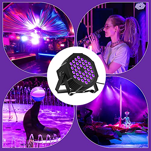 U`King Black Lights for Glow Party 72W UV 36LED Blacklight Glow in The Dark Black Light Strobe with Remote Control DMX Portable for Tapestry Church Parties Birthday Party DJ Bars Nightclubs - color: 1 Pack