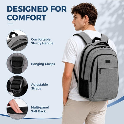MATEIN Travel Laptop Backpack, 15.6 Inch College School Computer Bag, Grey | Slim Sturdy Business Daypack, Anti Theft Bookbag, Water Resistant, Gift for Men & Women, Personal Item Bag, Mochilas - color: Austere Grey, size: 15.6 Inch