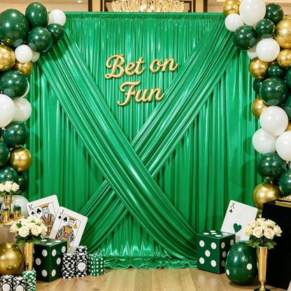 gogoparti 10x10FT Green Sequin Backdrop Curtain - 2 Panels of 5x10FT Wrinkle-Free Glitter Drapes for Photography, Birthdays, Weddings & Graduations - color: Green, size: 5FT x 10FT(2 panels)