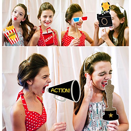 BESTOYARD Movie Night Photo Booth Props 21-Piece Kit – Cardboard Cutouts for Birthday, Prom & Themed Parties, Funny Props for Kids & Adults