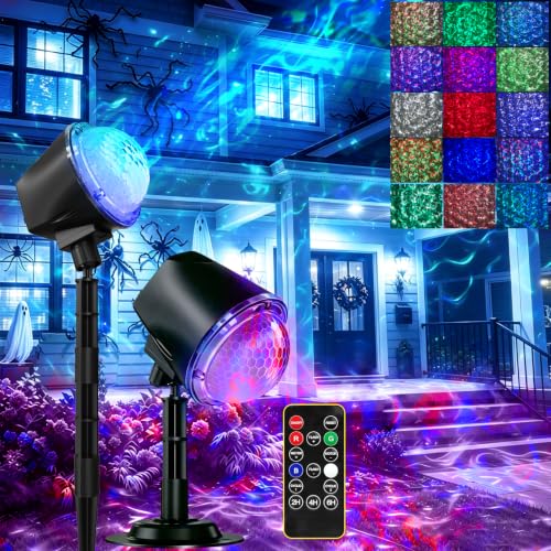 Christmas Ocean Wave Projector Light Outdoor，Halloween Water Effect Lamp - color: Dark Black