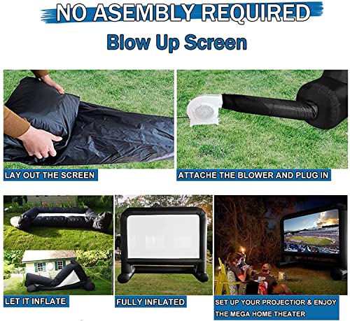 14 FT Inflatable Movie Screen Outdoor Projector Screen for Outside Backyard Movie Night Easy Setup Mega Blow Up Screen, Great for Barbecue Pool Party Outdoor Drive-in Theater - Front/Rear Projection - size: 14 FT