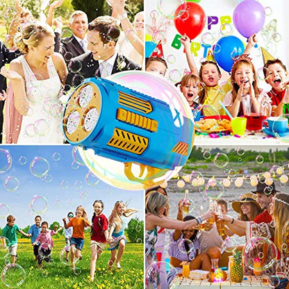KB KAIBO Upgraded Bubble Gun No Dip, Bubble Machine Gun with LED Lights, 9000+ Bubbles Per Minute for Kids, Boys Girls 3-12 Years Old, Birthday Party Wedding Outdoor Favors - Blue