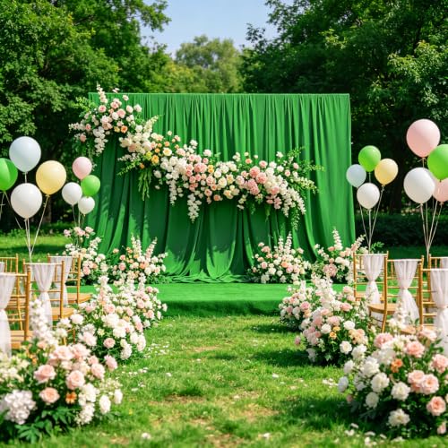 Green Photography Backdrop for Photoshoot, 10x10 Ft Polyester Photo Backdrop Curtains, Green Backdrops Screen for Photo Studio, Video, Content Creators, Birthday Parties Background - color: Light Green