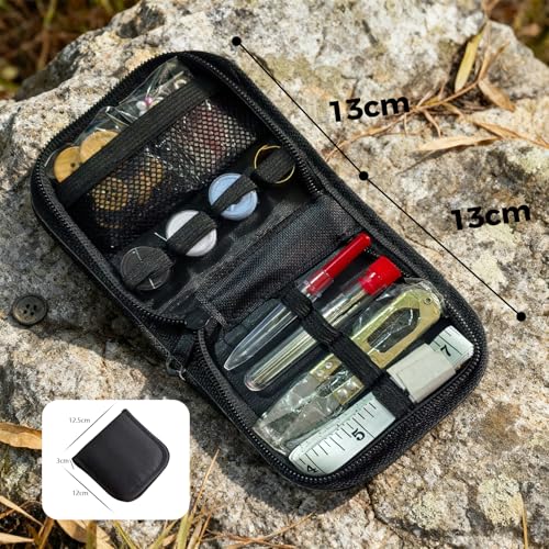 Army Sewing Kit for Adult Men Military Survival Emergency Sewing Kit Button | Black Army Sewing Kit, Military Survival Emergency Sewing Kit Travel with Buttons Nylon Portable Small Travel Field EDC - color: Black