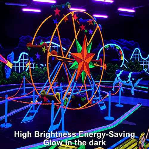 50W 1.4Ft UV-A LED Black Light Bars with 59in Plug+Switch+Stand(1 Pack) | 96LED, IP66 Waterproof, 395-405nm, Adjustable Angle, for Fluorescent Poster/Body Paint/Bedroom/Uranium Glass/Xmas/Glow Party - color: 1 Pack
