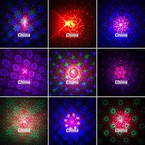 Chims Party Light RGB 33 Patterns with Red Starry Sky Music Activated Lights for Christmas Xmas Family Disco DJ Party Birthday Gift Outdoor Garden Camping Dance Show - color: RGB Magical Patterns plus Stars
