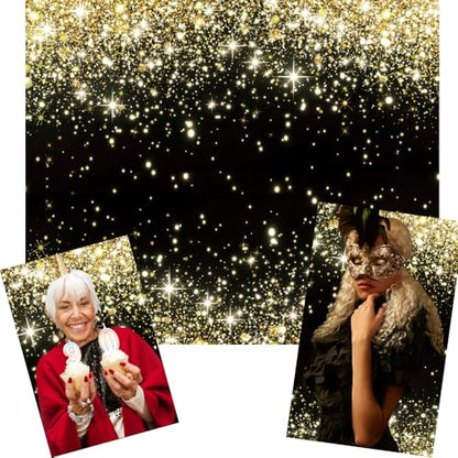 Black and Gold Backdrop 10x8ft Photo Booth Backdrops | Fabric Glitters Backdrop,Birthday,Graduation,Wedding,Prom,New Year,Retirement Party,Family Reunion,Homecoming Party - size: 10x8ft