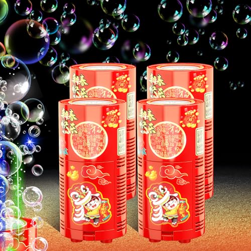 Bubble Machine (4PCS, 13 Holes) with LED Lights, Automatic Bubble Blower Toys, Portable Bubbles Maker for Wedding Christmas Chinese New Years Party Decorations, Kids Birthday Gifts, Balloons Banner | Automatic Bubble Blower Toys, Bubbles Maker for Wedding
