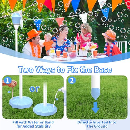 Infowush Bubble Machine for Kids, Automatic Standing Bubble Maker Machine | Height Adjustable Up to 47 Inches, Outdoor Battery Bubble Machine with Light/Music for Toddlers, Birthday Party Gifts (Blue) - color: Blue