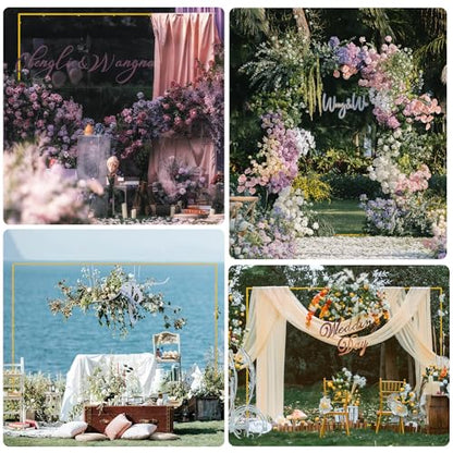 Wokceer Square Wedding Arch Backdrop Stand Gold Metal Arch 8FT x 8FT - color: Gold, size: 8FT x 8FT
