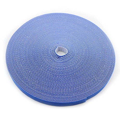 Reusable Fastening Tape Cable Ties 3/4 Inch Double Side Hook Roll (25 Yard, Blue) - color: Blue, size: 25 Yard