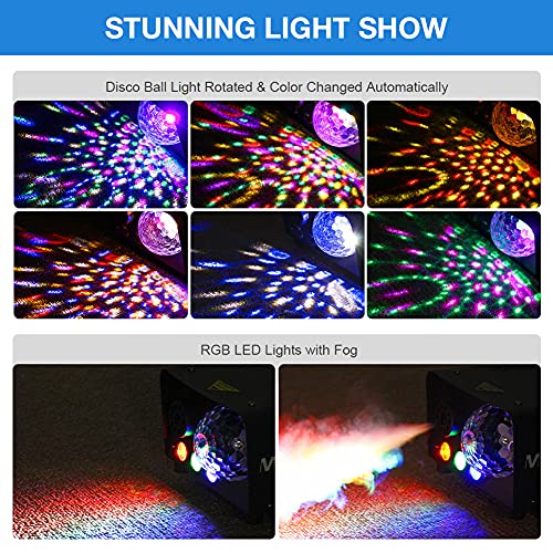 MOSFiATA Fog Machine with Disco Light 600W Smoke Machine RGB LED lights, 2500 CFM Spray, Remote Control, Perfect for Halloween, Christmas, Wedding, Party, Club, DJ Stage Effect