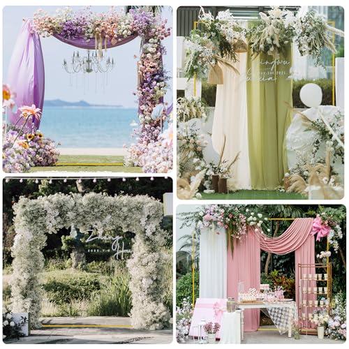 Wokceer Square Wedding Arch Backdrop Stand Gold Metal Arch 7.2FT x 6FT - color: Gold, size: 7.2FT x 6FT
