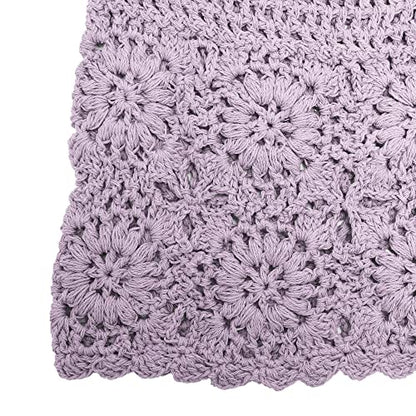 ZLYC Women Cotton Crochet Slouchy Beanie Hat Handmade Knit Summer Skull Cap | Lightweight breathable,boho casual chic look,travel photos festival party,café commute daily wear,beach concert gathering - color: Solid Purple