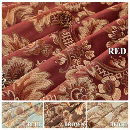 Leeva Baroque Burgundy Waterfall Valance, 59-Inch Wide Jacquard Swag Valance with Damask Pattern, Beaded Tassel & Rod Pocket for Bedroom Living Room Windows - color: *Red, size: 59"W x 45"L (Pack of 1)